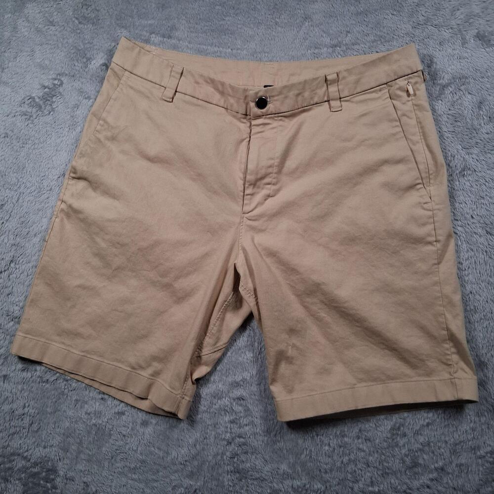 Lululemon Commission Shorts Mens 34 Beige Chino 9" Inseam Stretch Casual Summer